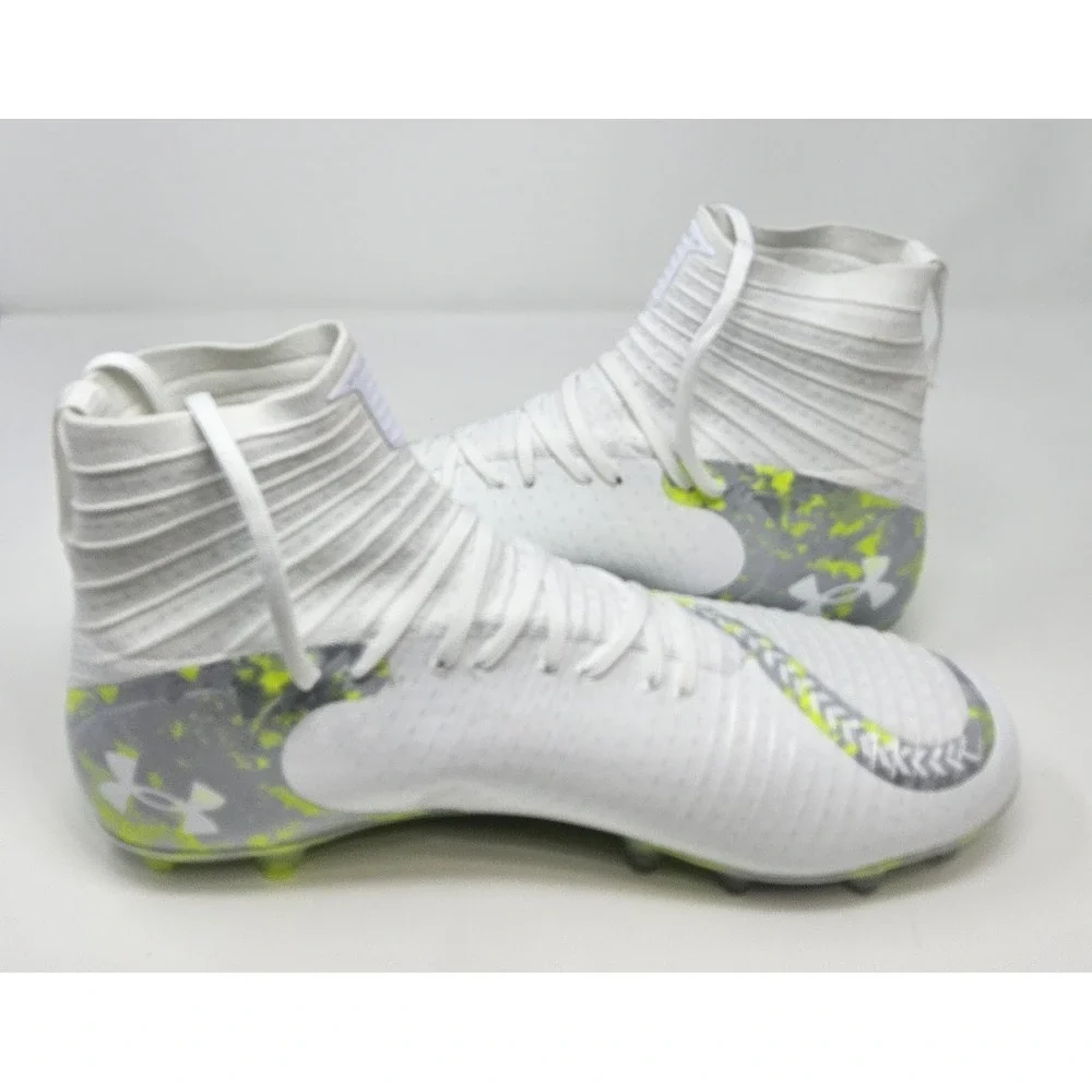Under Armour Lacrosse Cleats Mens Sz 15 UA Highlight 2 MC White Neon Green Shoes